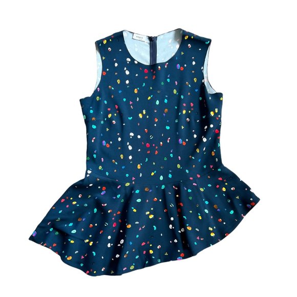 Akris Punto Novelty Abstract Print Asymmetric Peplum Blouse - Picture 1 of 7